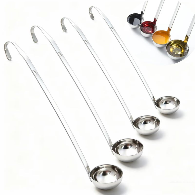 Markeny 4 Pieces Stainless Steel Soup Ladle Metal Handle Ladle with Pouring Rim,1oz/2oz/3oz/4oz Set Ladles for Cooking Soup Sauce - Image 1